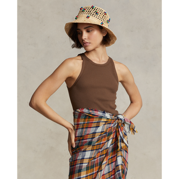 Polo Ralph Lauren Ribbed Cotton Tank Top In Chocolate Brown