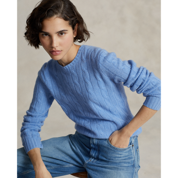 Ralph Lauren Cable-knit Cashmere Sweater In New Litchfield Blue