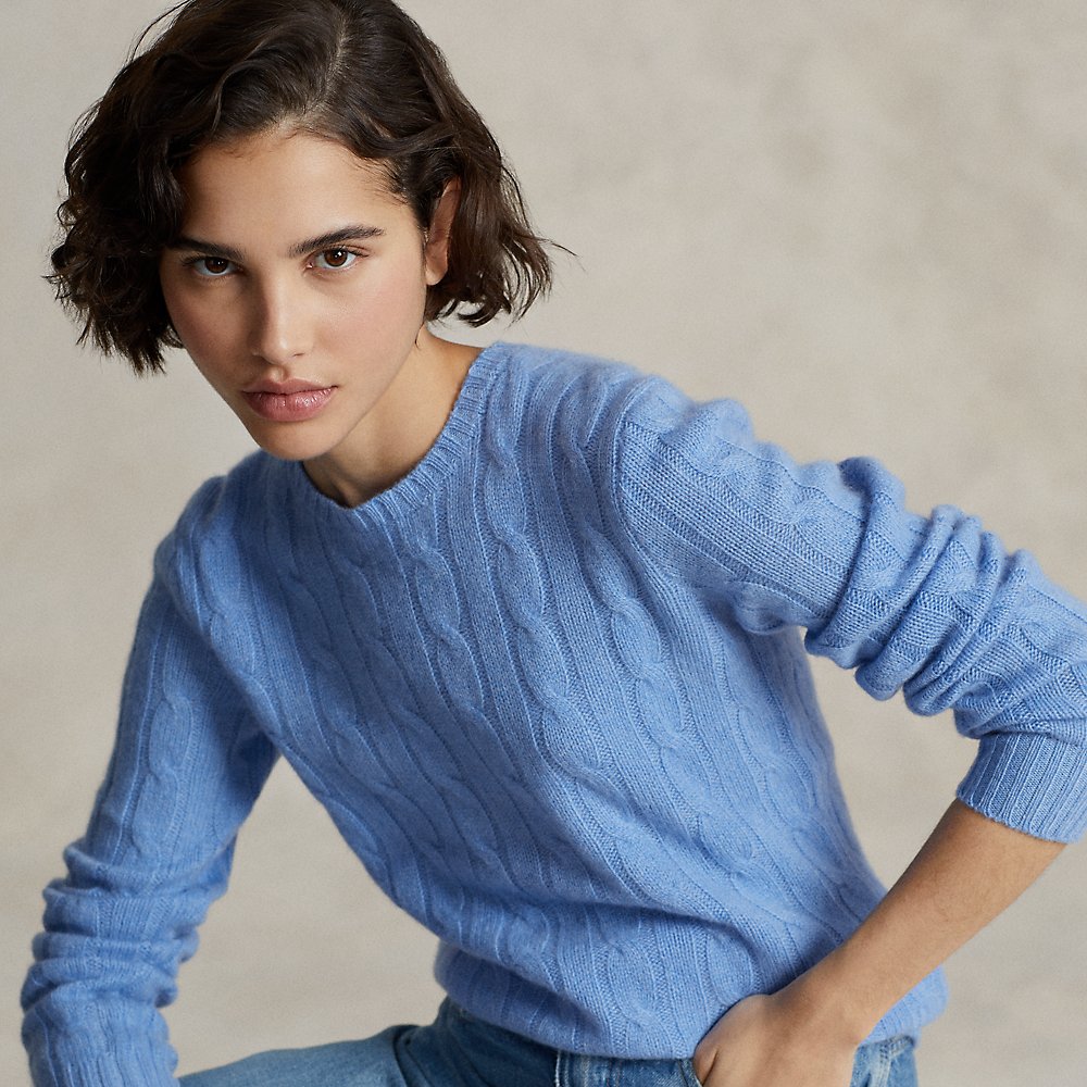 Ralph Lauren Cable-knit Cashmere Sweater In New Litchfield Blue