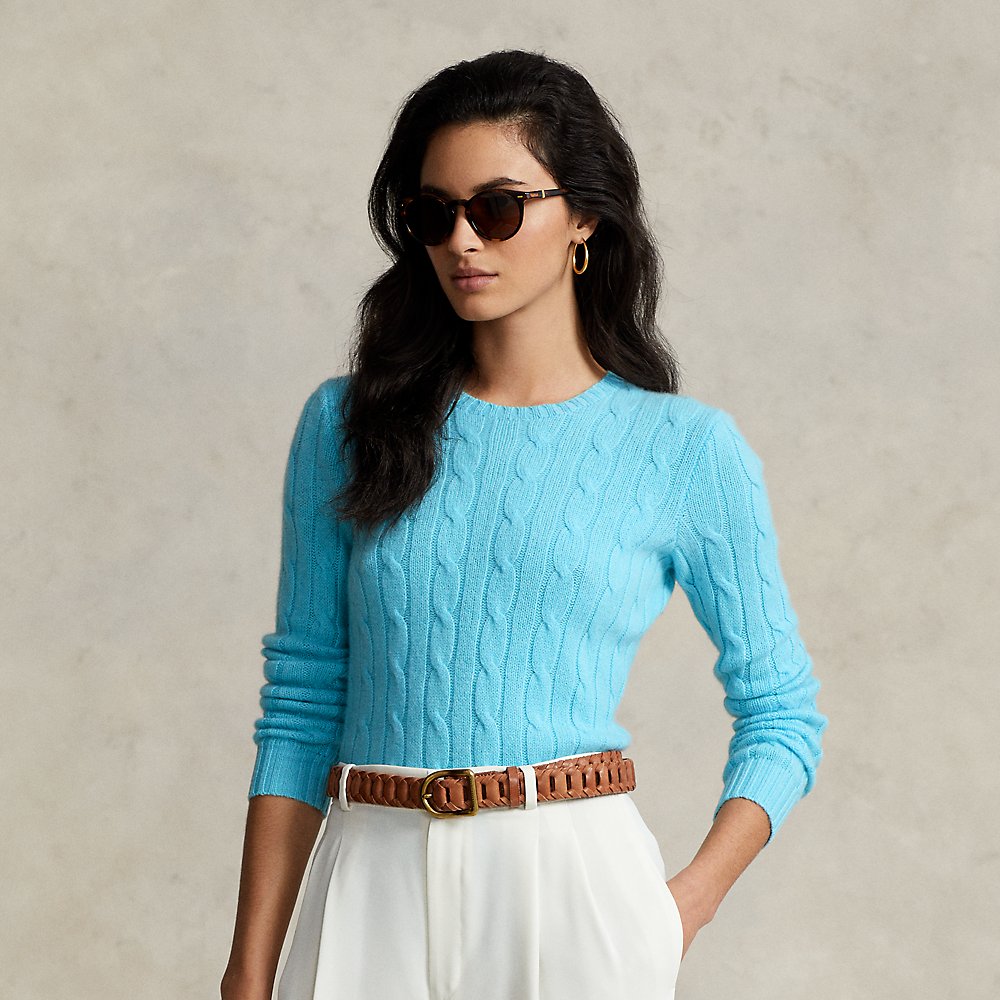 Ralph Lauren Cable-knit Cashmere Sweater In French Turquoise