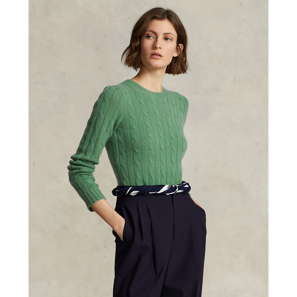 Ralph Lauren Cable-knit Cashmere Sweater In Fairway Green