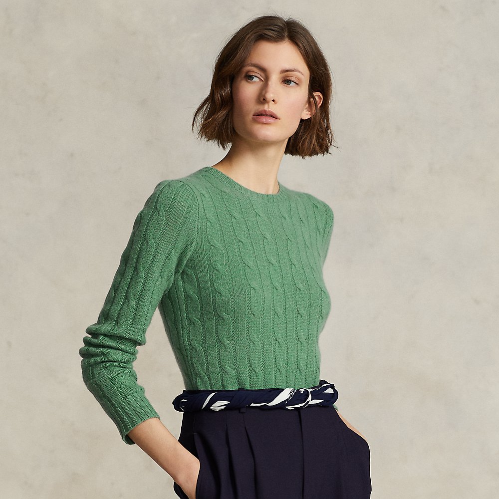 Ralph Lauren Cable-knit Cashmere Sweater In Fairway Green