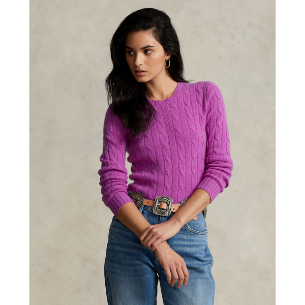 Ralph Lauren Cable-knit Cashmere Sweater In Port Royal Pink