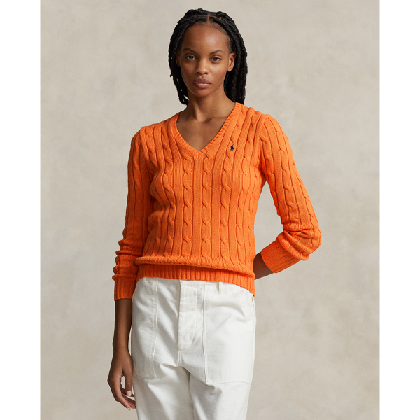 Pull col en V torsadé en coton - Polo Ralph Lauren - Modalova