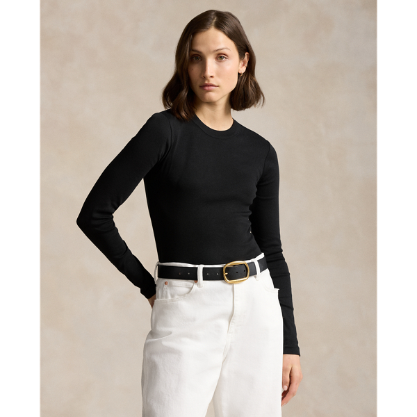 Polo Ralph Lauren Cotton Long-sleeve Tee In Polo Black