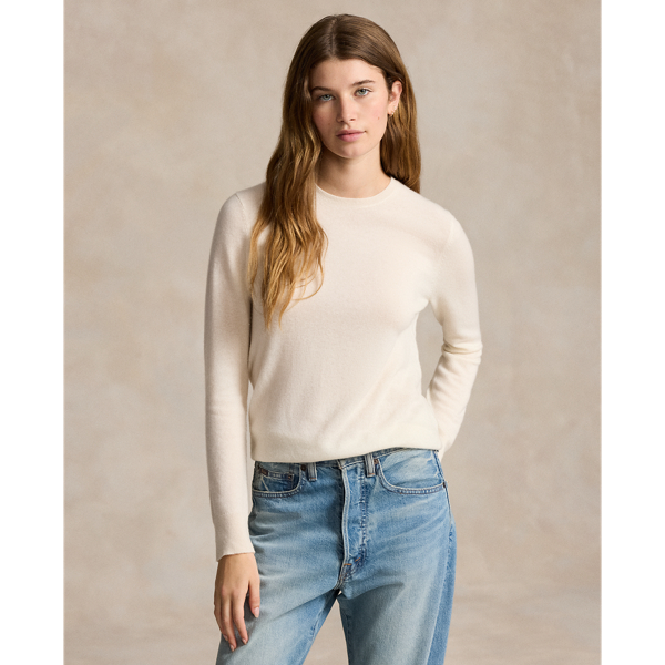 Ralph Lauren Cashmere Crewneck Jumper In Cream