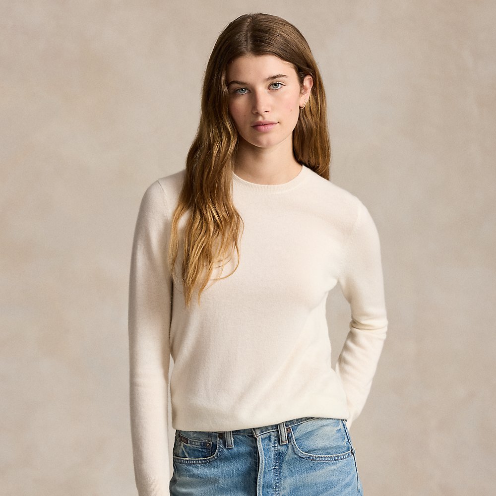 Ralph Lauren Cashmere Crewneck Sweater In Cream