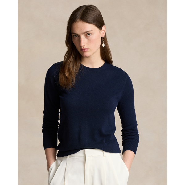 Ralph Lauren Cashmere Crewneck Sweater In Hunter Navy