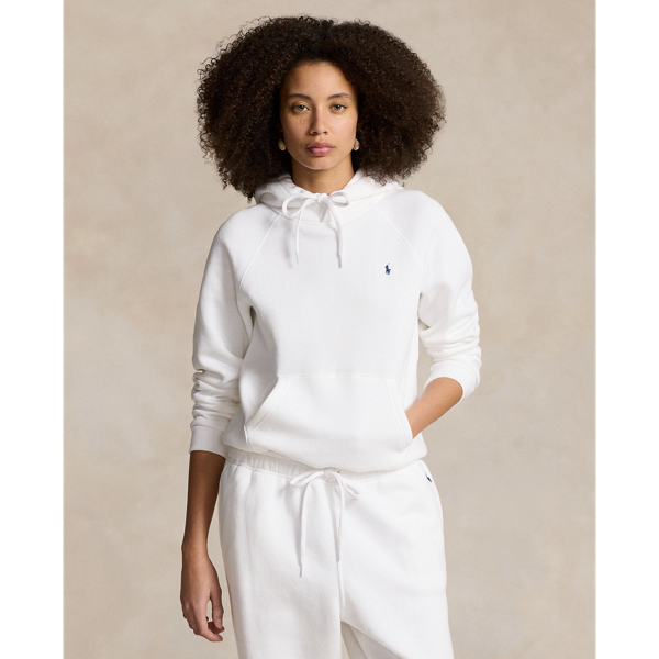 Ralph Lauren Shrunken Fit Fleece Hoodie In White