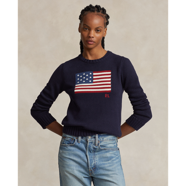 Pull drapeau à col rond en coton - Polo Ralph Lauren - Modalova
