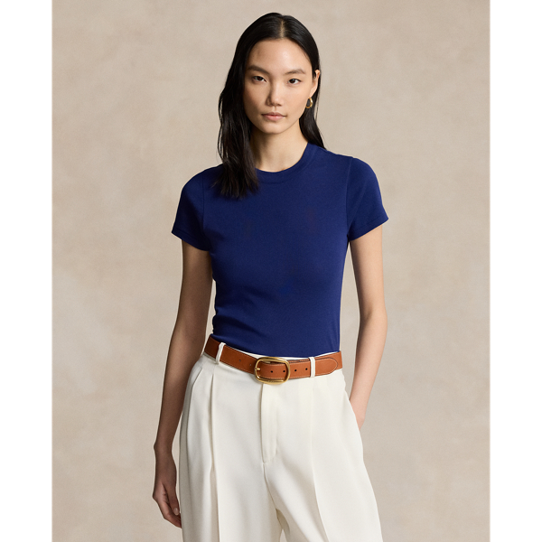 Polo Ralph Lauren Ribbed Cotton Tee In Fall Royal