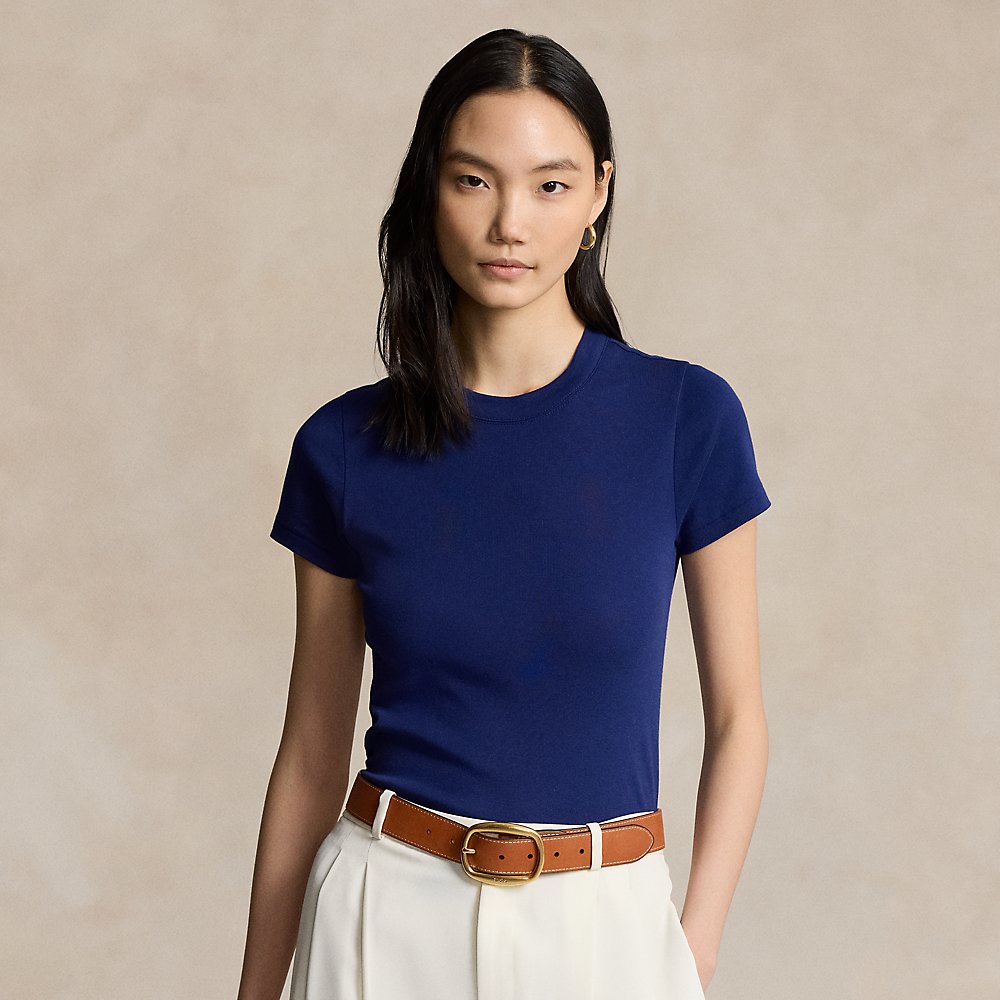Ralph Lauren Ribbed Cotton Tee In Fall Royal