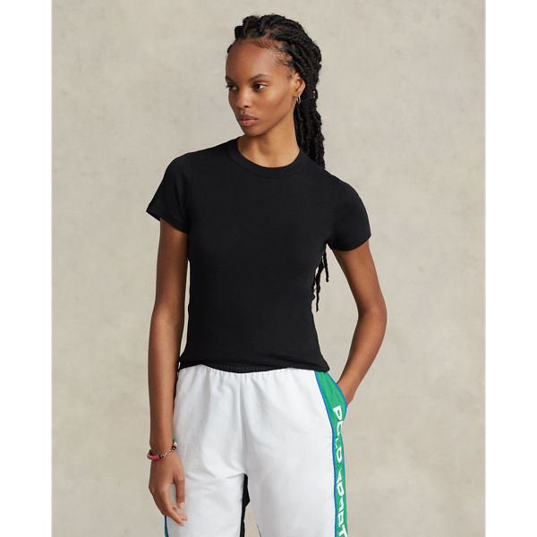 Ralph Lauren Ribbed Cotton Tee In Polo Black