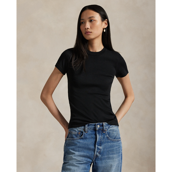 Ralph Lauren Ribbed Cotton Tee In Polo Black