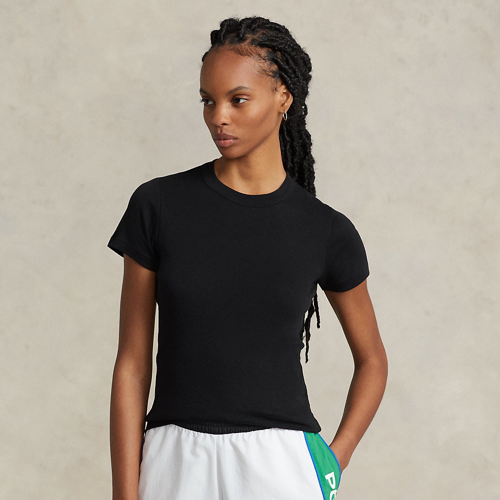 Ralph Lauren Ribbed Cotton Tee In Polo Black