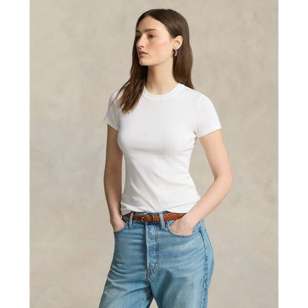 Ralph Lauren Ribbed Cotton Tee In White