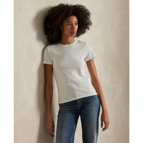 Ralph Lauren Ribbed Cotton Tee In White