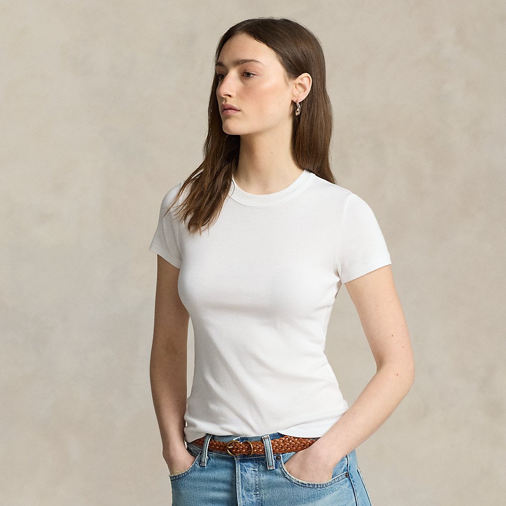 Ralph Lauren Ribbed Cotton Tee In White