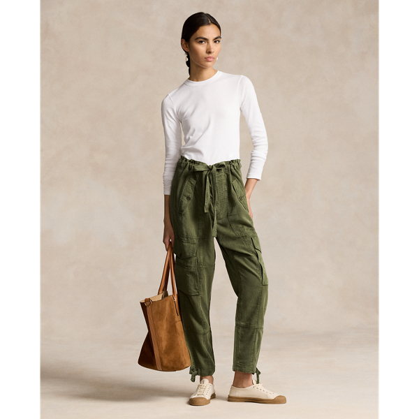 Ralph Lauren Linen-blend Twill Cargo Pant In New Olive