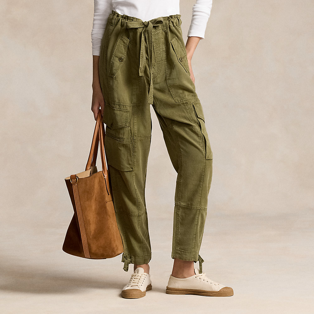 Ralph Lauren Linen-blend Twill Cargo Pant In New Olive