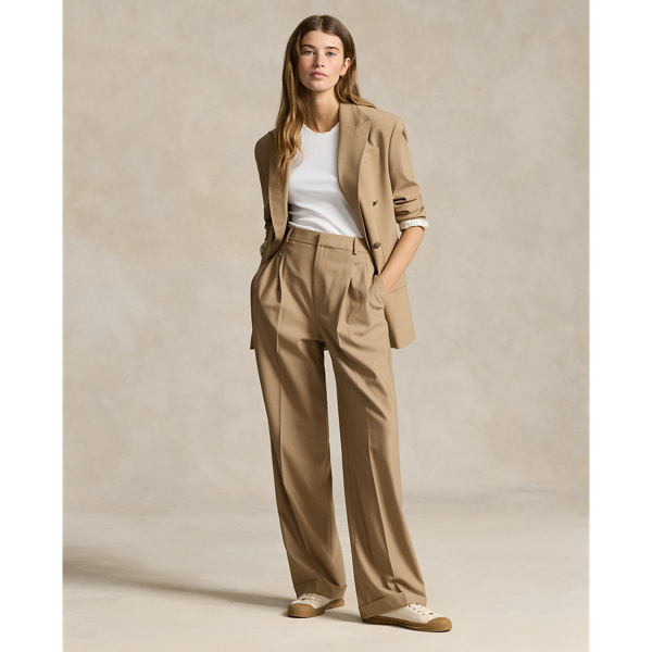 Ralph Lauren Straight-leg Stretch Wool-blend Pant In Camel