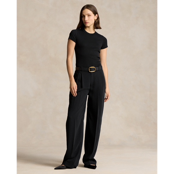 Ralph Lauren Straight-leg Satin Pant In Polo Black