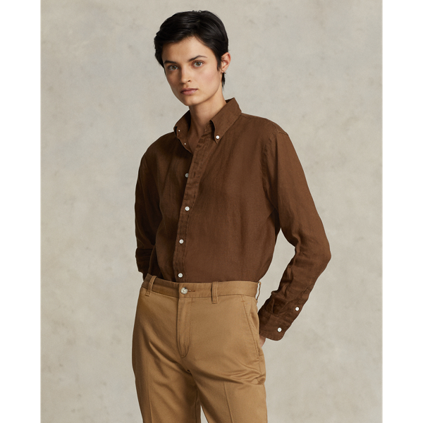 Ralph Lauren Relaxed Fit Linen Shirt In Chocolate Brown