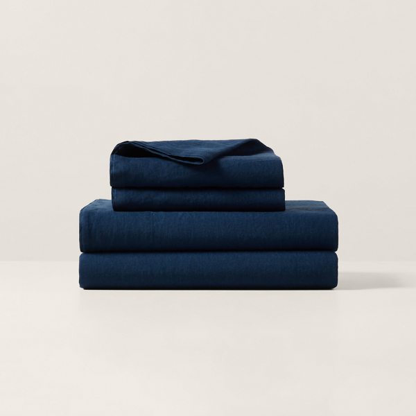 Ralph Lauren Rl Linen Solid Sheeting In Polo Navy