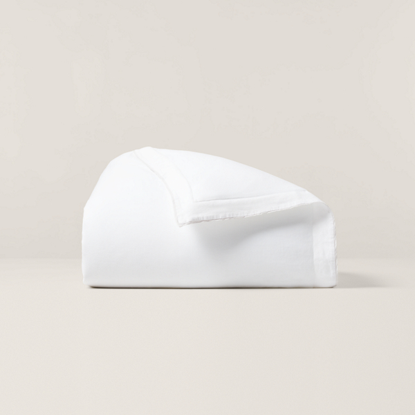 Polo Ralph Lauren Rl Linen Contrast Duvet Cover In White/pebble