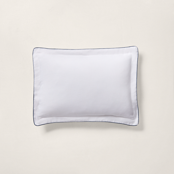 Polo Ralph Lauren Rl Linen Contrast Sham In White/navy