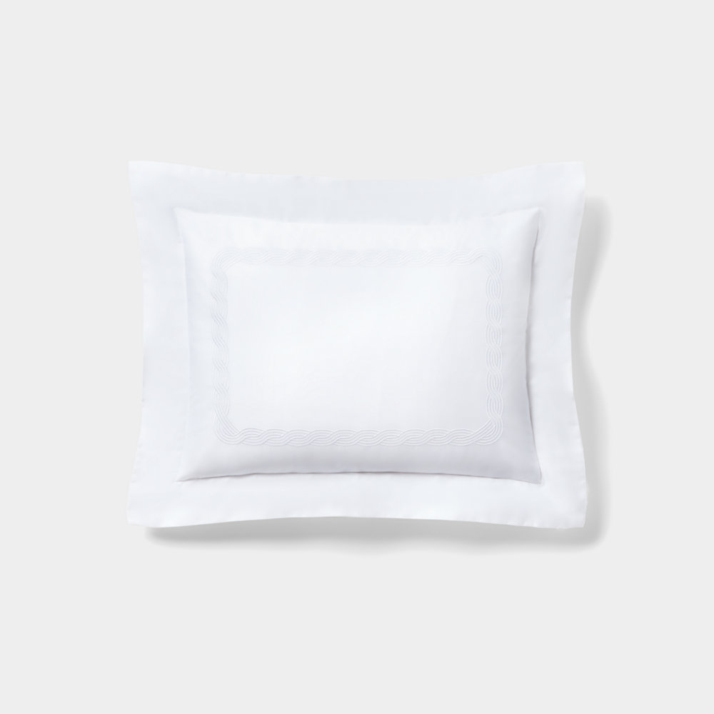 Ralph Lauren Spencer Cable Embroidery Throw Pillow In White