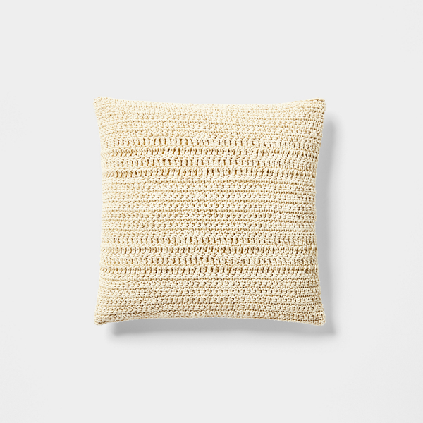 Ralph Lauren Cotton Crochet Throw Pillow In Wheat