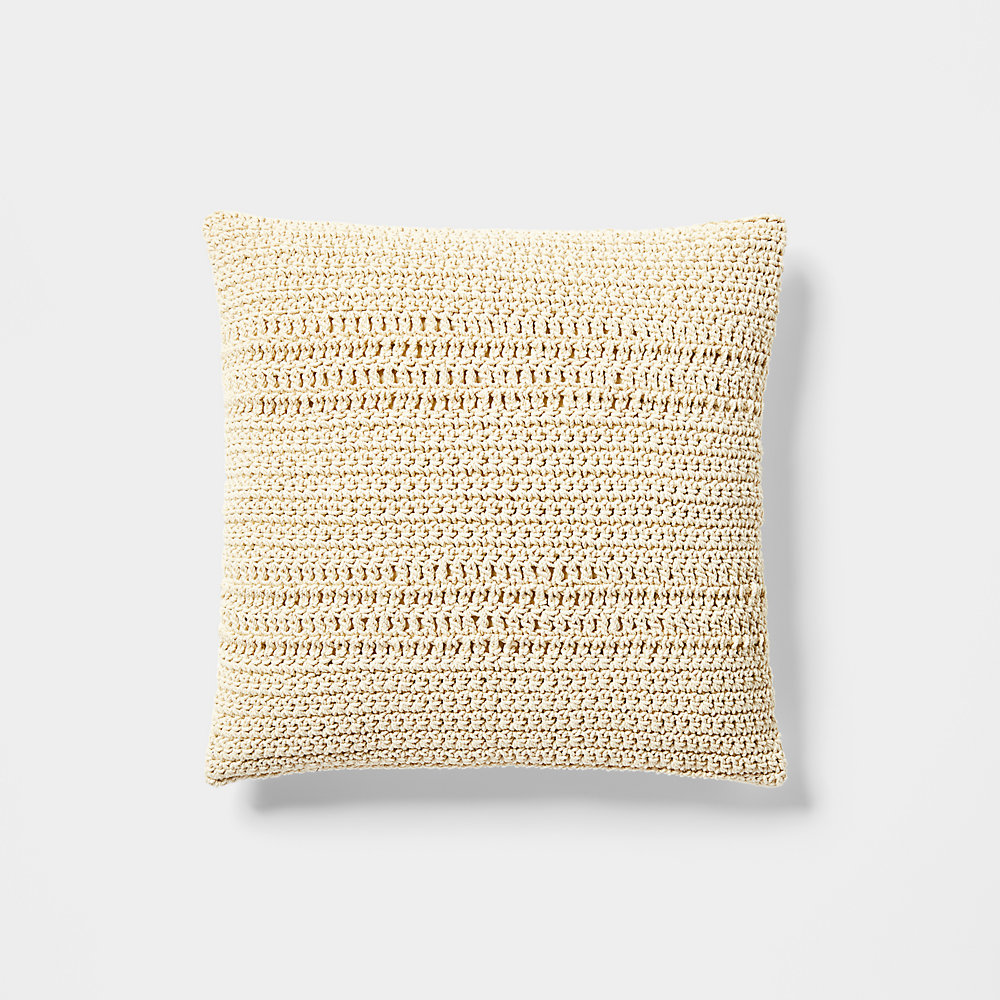 Ralph Lauren Cotton Crochet Throw Pillow In Wheat