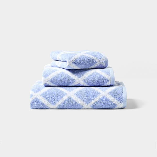 Ralph Lauren Sanders Diamond Bath Towels In Blue Cornflower