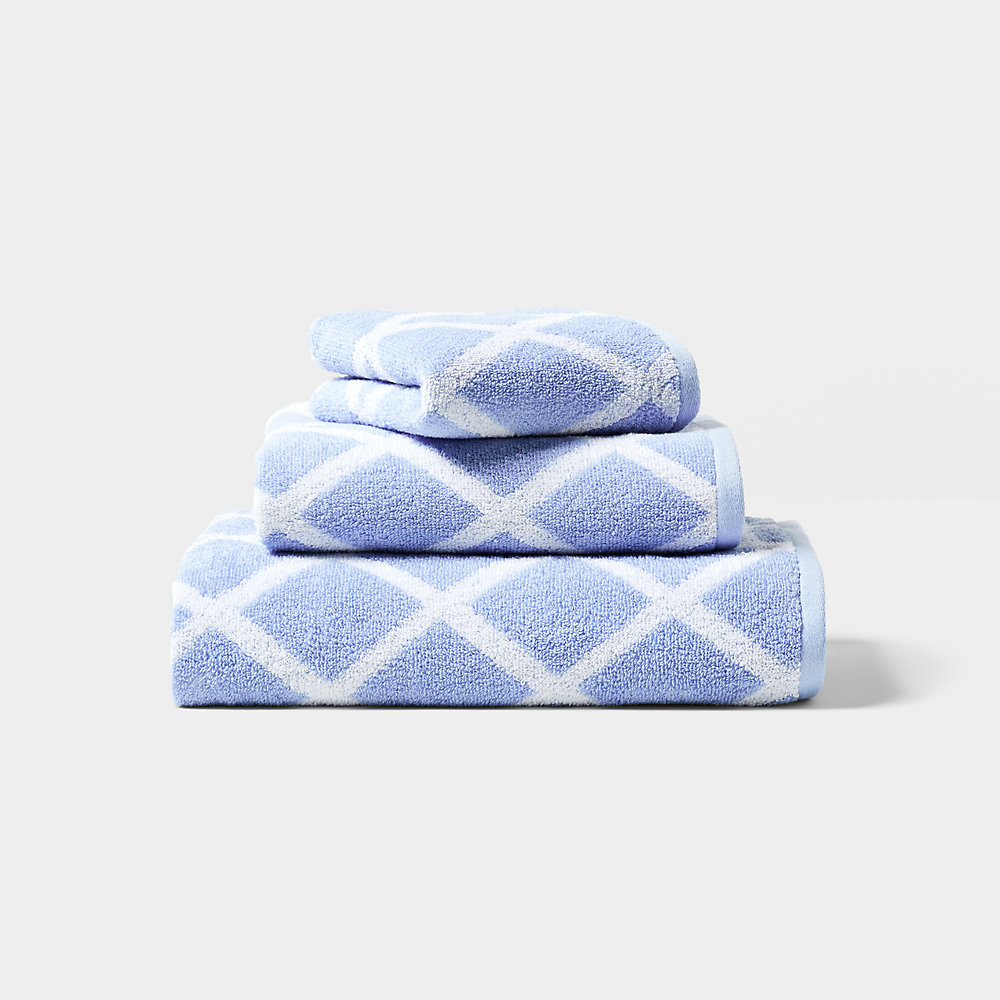 Ralph Lauren Sanders Diamond Bath Towels In Blue Cornflower