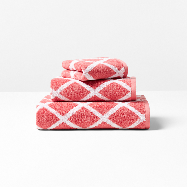 Polo Ralph Lauren Sanders Diamond Bath Towels In Red Rose
