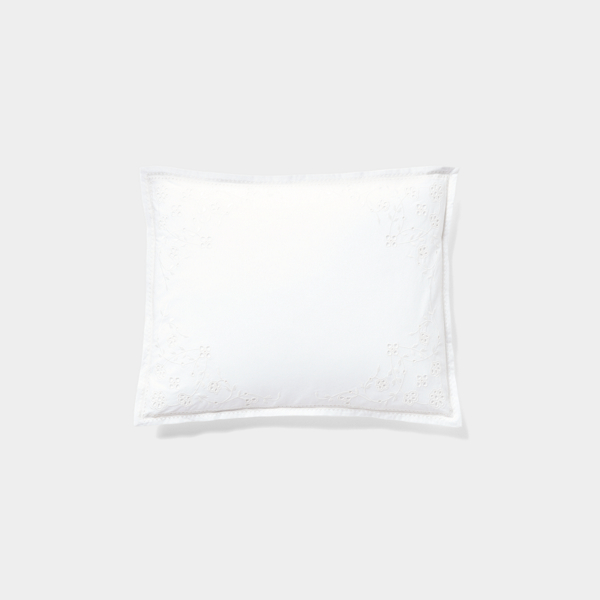 Ralph Lauren Marguerite Embroidery Throw Pillow In White