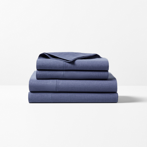 Ralph Lauren Kent Cotton-linen Sheet Set In Navy