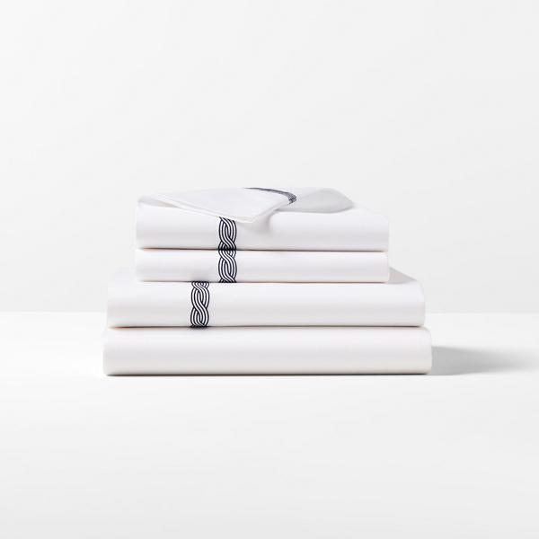 Polo Ralph Lauren Spencer Cable Embroidery Sheet Set In Navy