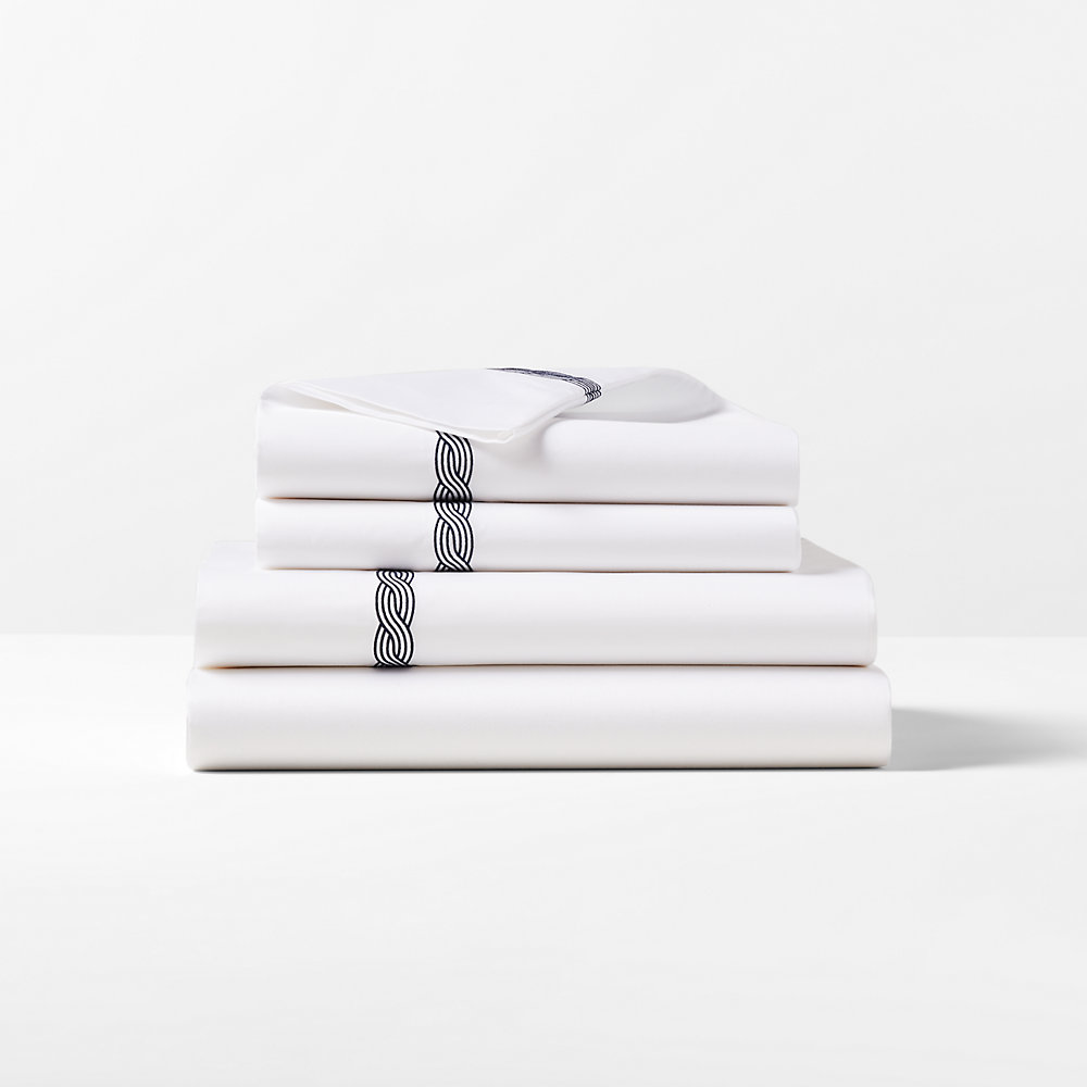 Ralph Lauren Spencer Cable Embroidery Sheet Set In Navy