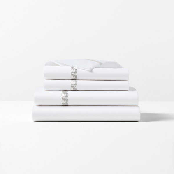 Ralph Lauren Spencer Cable Embroidery Sheet Set In Stone Grey