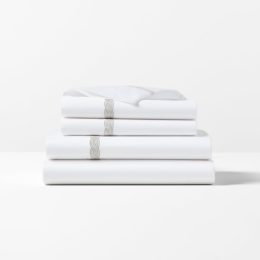 Ralph Lauren Spencer Cable Embroidery Sheet Set In Stone Grey