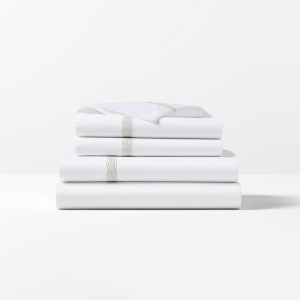 Ralph Lauren Spencer Cable Embroidery Sheet Set In Flax