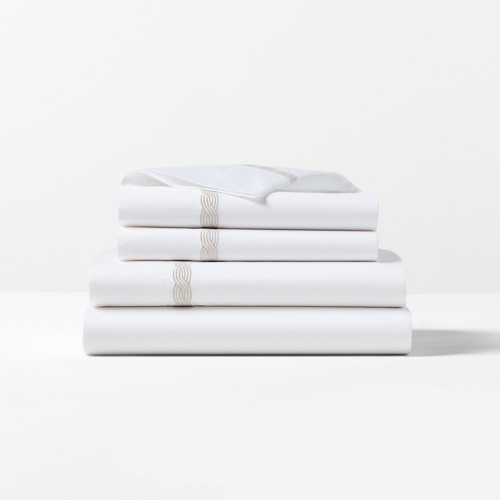 Ralph Lauren Spencer Cable Embroidery Sheet Set In Flax