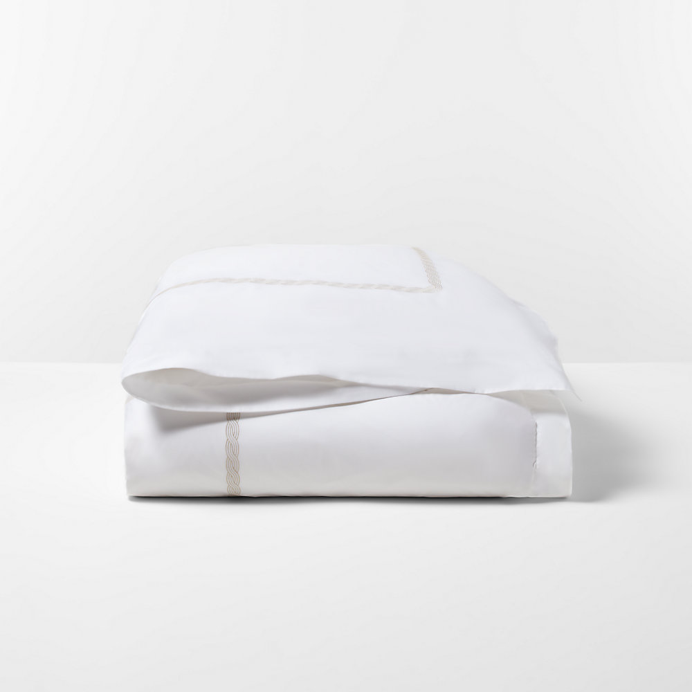 Ralph Lauren Spencer Cable Embroidery Duvet Cover In Flax