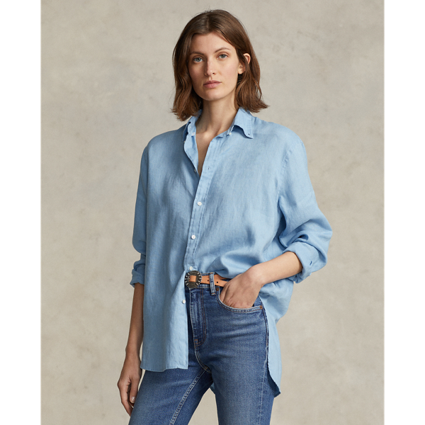 Ralph Lauren Relaxed Fit Linen Shirt In Southport Blue