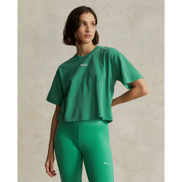 Ralph Lauren Rlx Clarus Cropped Cotton Tee In Raft Green | ModeSens