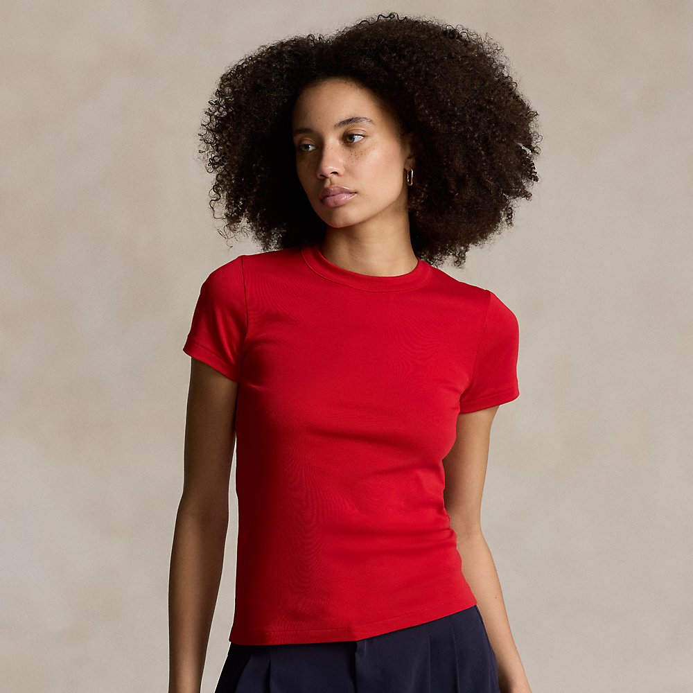 Ralph Lauren Ribbed Cotton Tee In Rl2000 Red