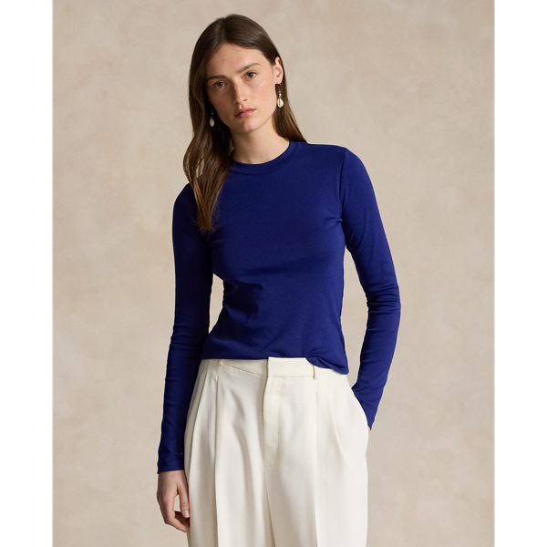 Ralph Lauren Cotton Long-sleeve Tee In Fall Royal