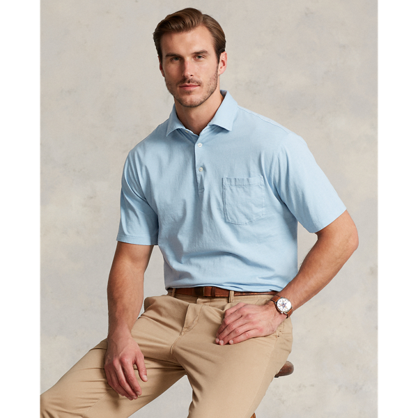 Cotton-linen Polo Shirt In Powder Blue